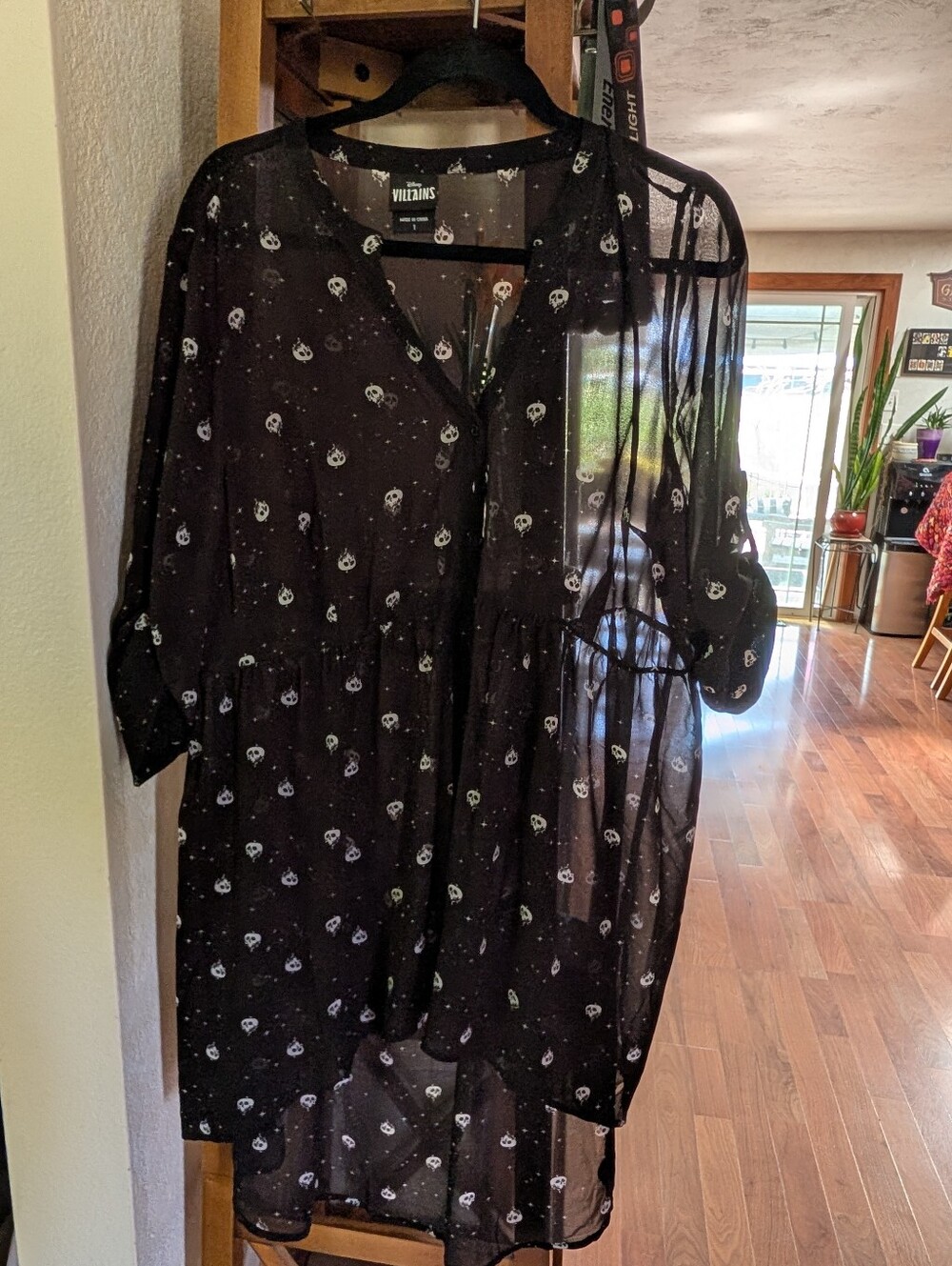 Torrid Disney villains Poison Apple Black Sheer High Low Button Down Tunic
